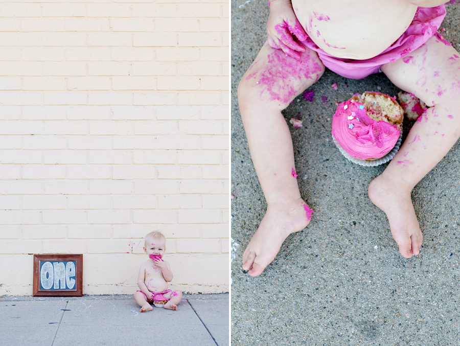 cake smashing, one year cake, cupcakes, pink cupcake, los angeles children